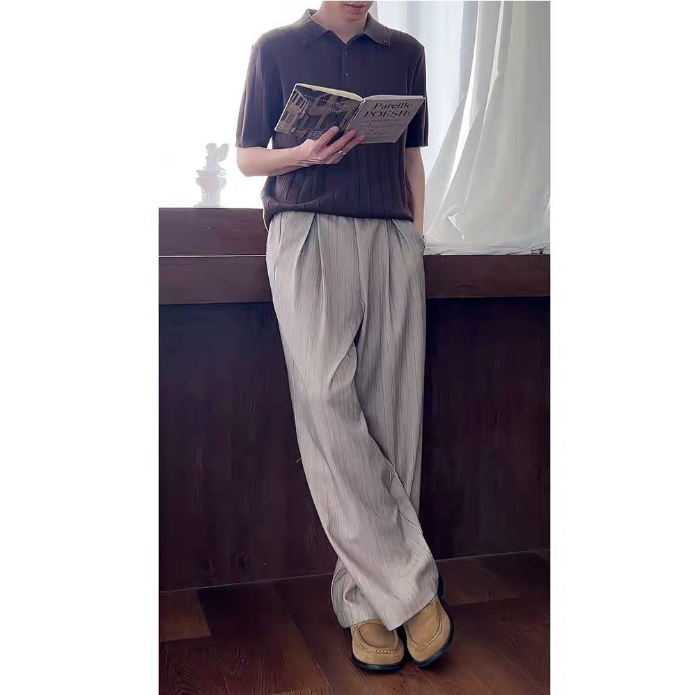 Mens Stylish Casual Loose-fitting Straight-leg Pants