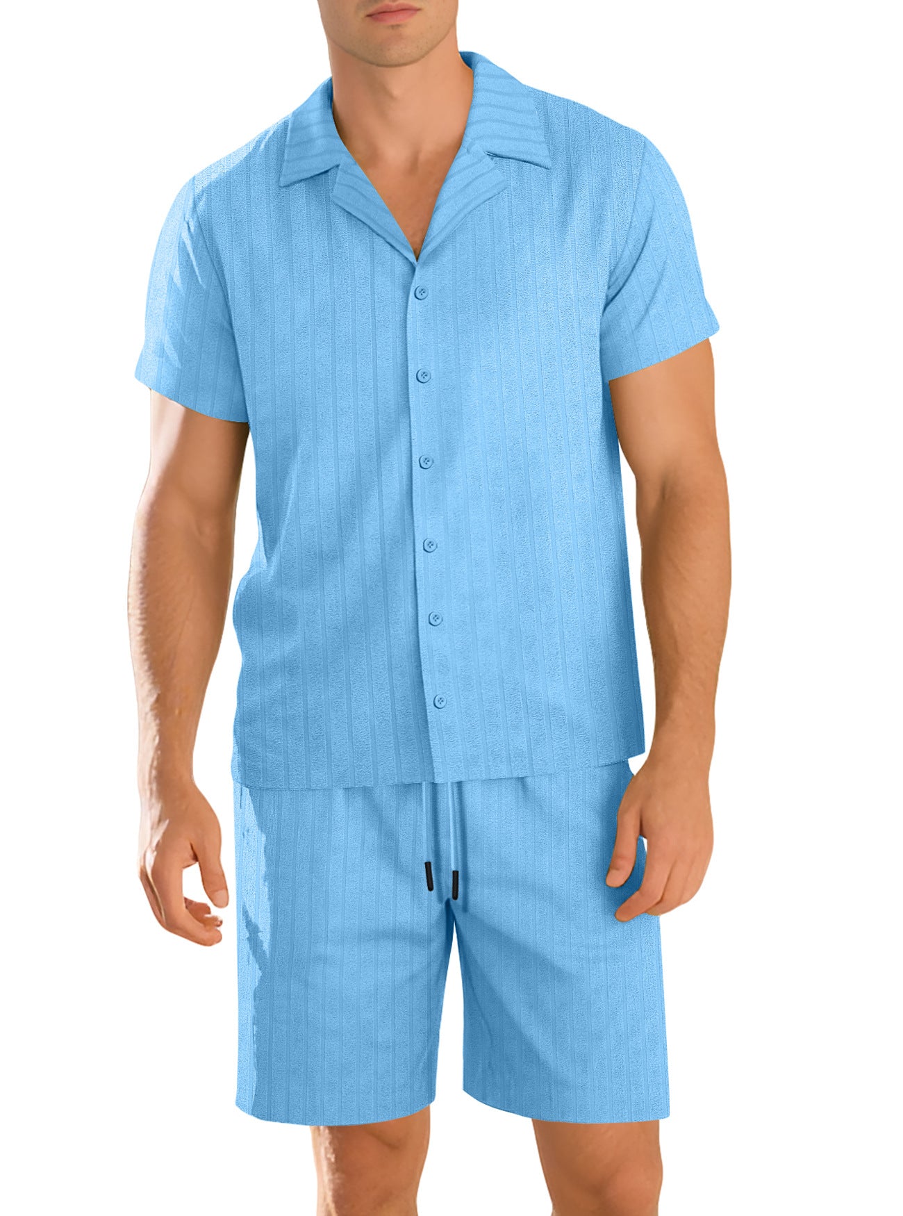 Mens Commuter Casual Button-Down Short-Sleeve Shirt Set