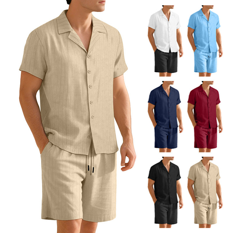 Mens Commuter Casual Button-Down Short-Sleeve Shirt Set