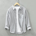 Long-sleeve Mens Casual Loose-fit Cotton Shirt