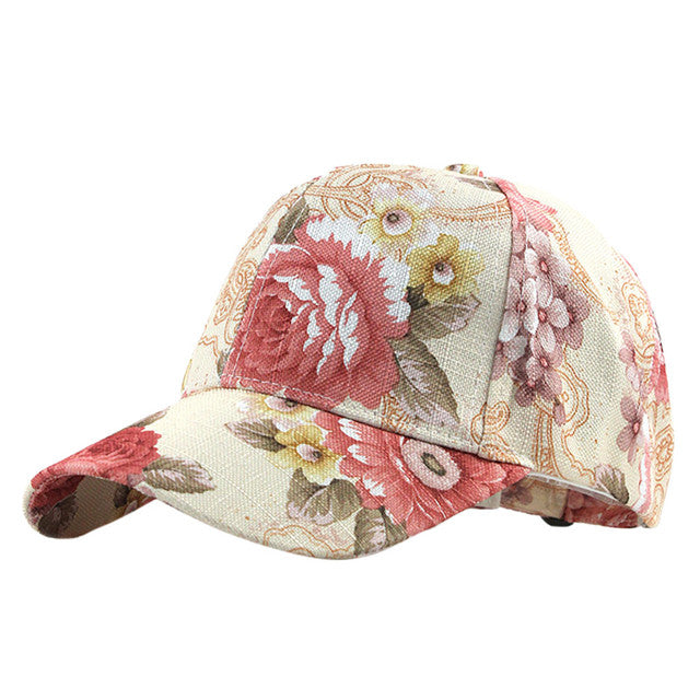 Fashion Women Floral Baseball Hat Caps Summer Spring Cotton