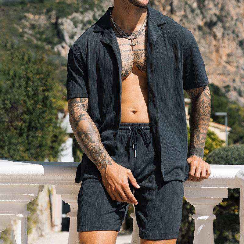 Men's Two Piece Set Short Sleeve Lapel