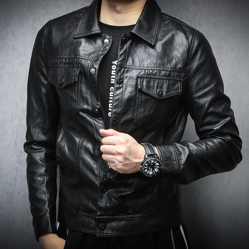 Mens Stylish Korean-Style Biker Jacket For Young Trendsetters