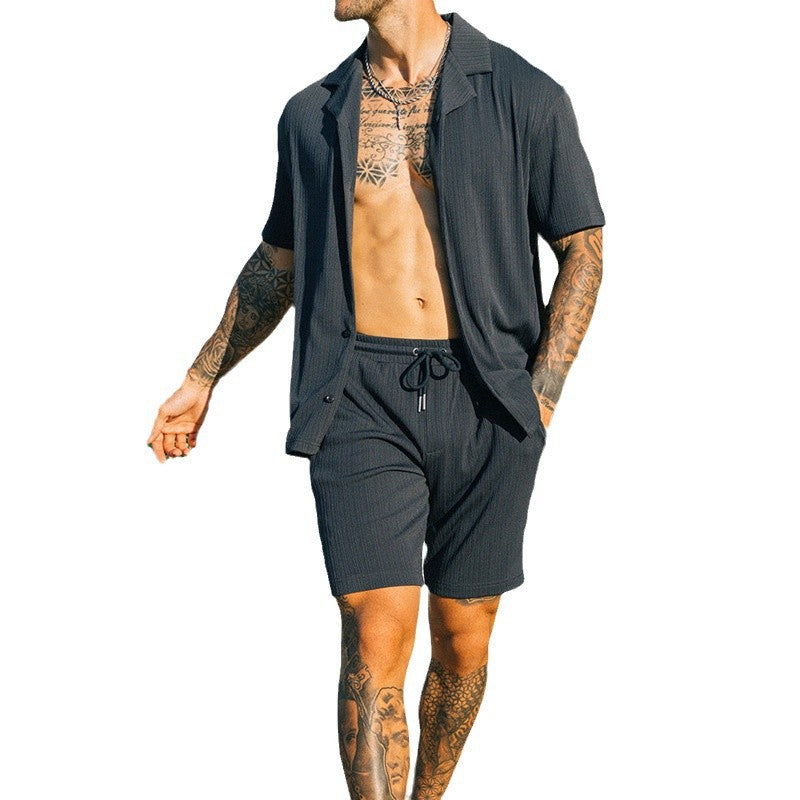 Men's Two Piece Set Short Sleeve Lapel