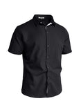 Mens Solid-color Short-sleeve Lapel Shirt