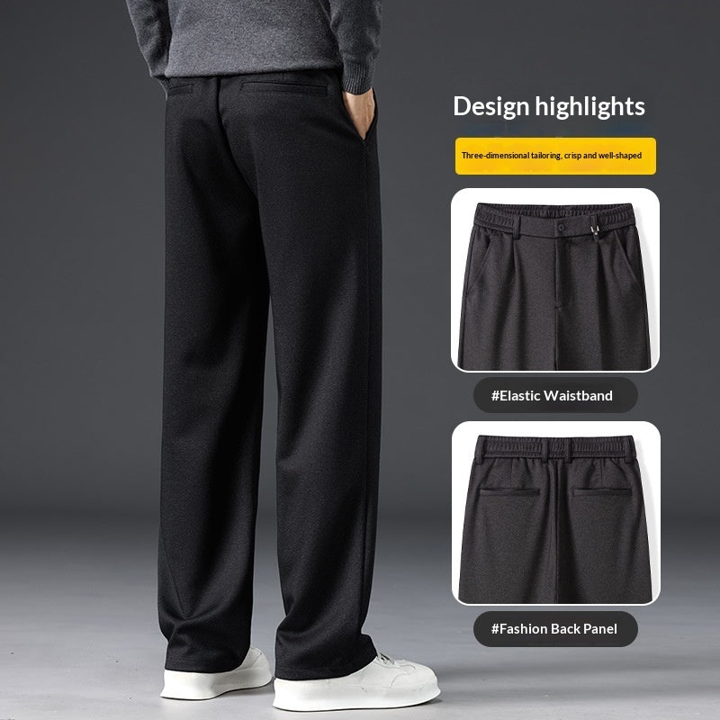 Straight-leg Loose-fit Wrinkle-resistant No-iron Mid-rise Stretch Dress Pantscasual Trousers