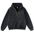 Mens Solid-Color Zip-Up Casual Loose Long-Sleeve Hoodie