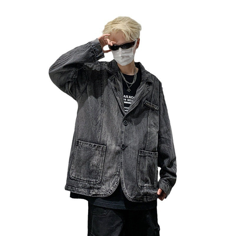 Mens Retro Denim Jacket Loose And Casual