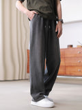 Mens Casual Loose-fit Draped Wide-leg Denim Jeans