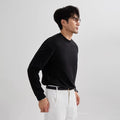 Mens Long-Sleeve American-Style Solid-Color Raglan Sleeve Top