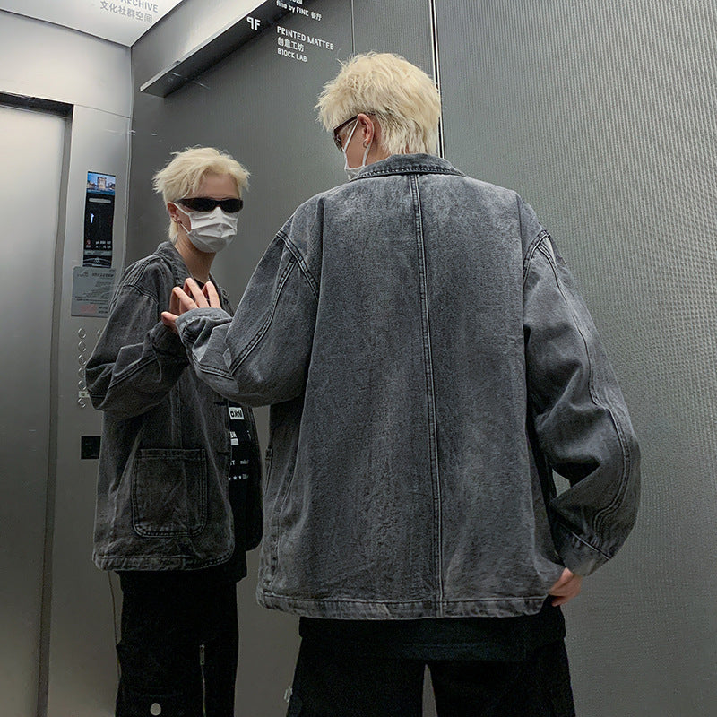 Mens Retro Denim Jacket Loose And Casual