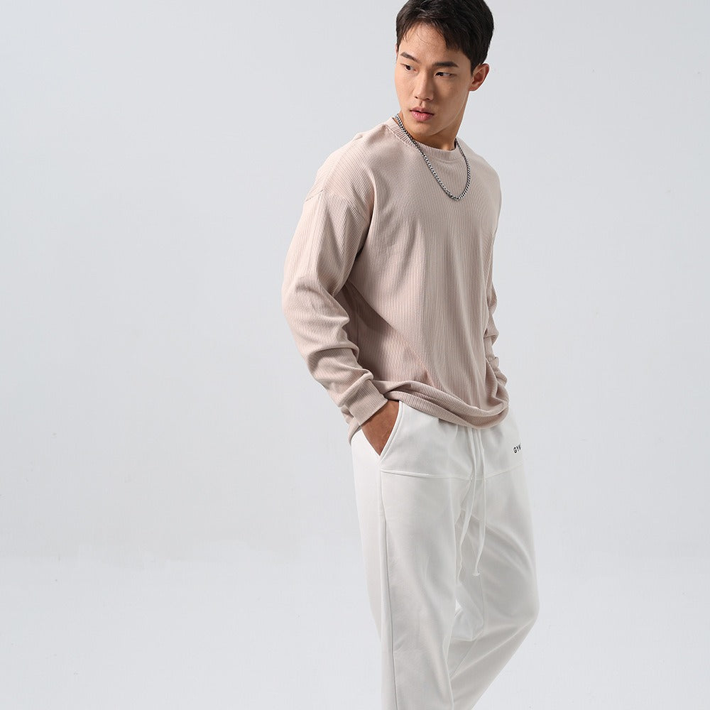 Mens Jacquard Striped Sports Hoodie With A Relaxed Fit And Dropped Shoulder Sleeves