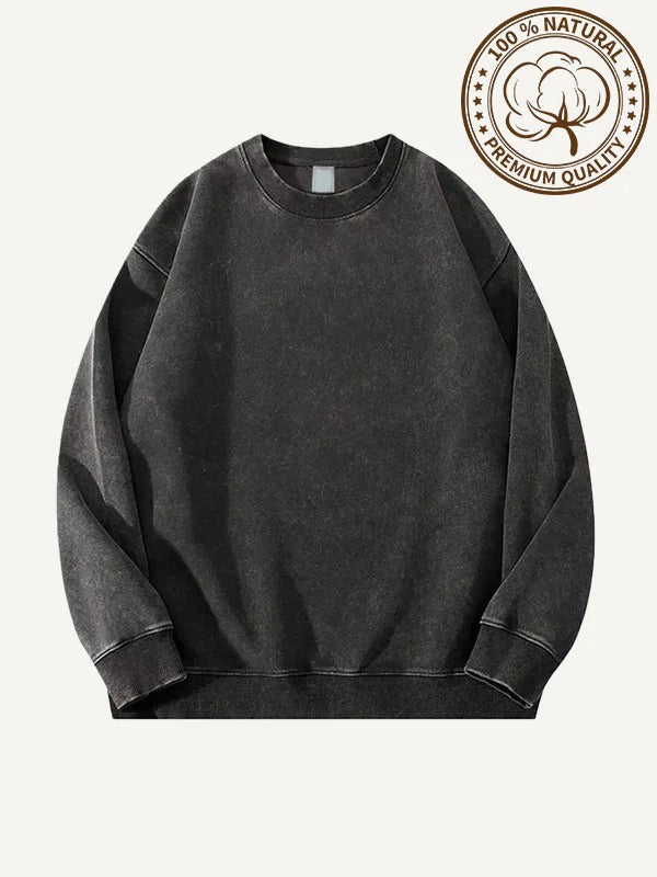 Retro Washed Distressed Crewneck Sweatshirt