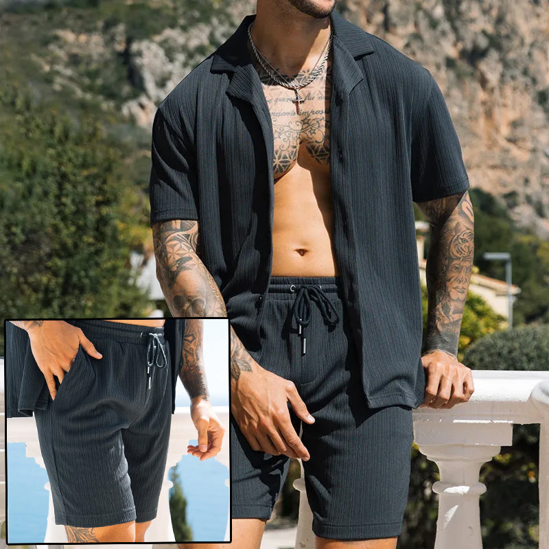 Men's Two Piece Set Short Sleeve Lapel