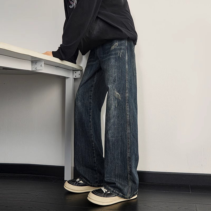 Mens New Stylish Loose-fit Straight-leg Jeans