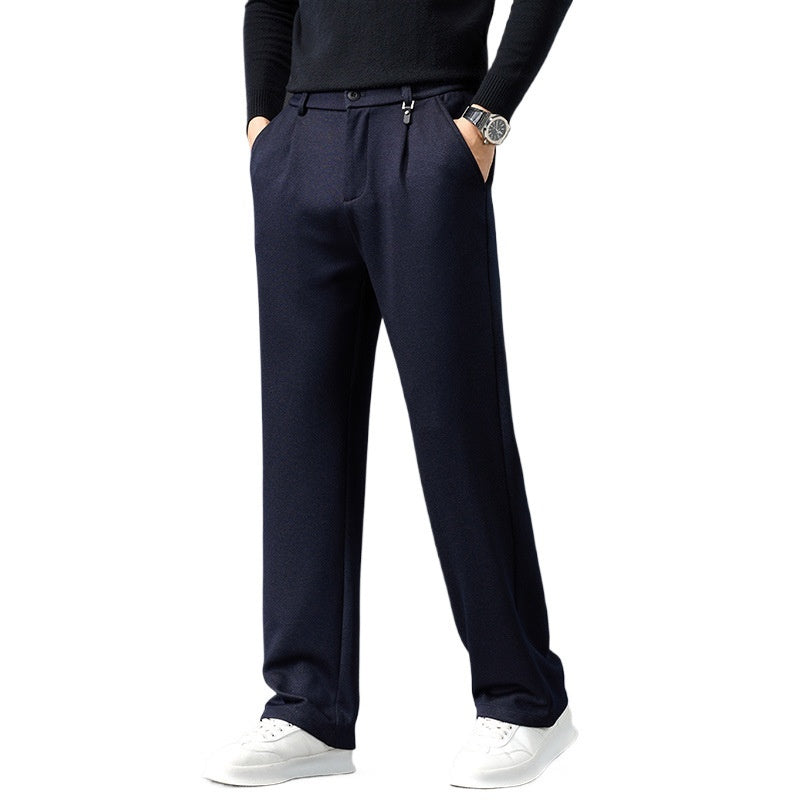 Straight-leg Loose-fit Wrinkle-resistant No-iron Mid-rise Stretch Dress Pantscasual Trousers