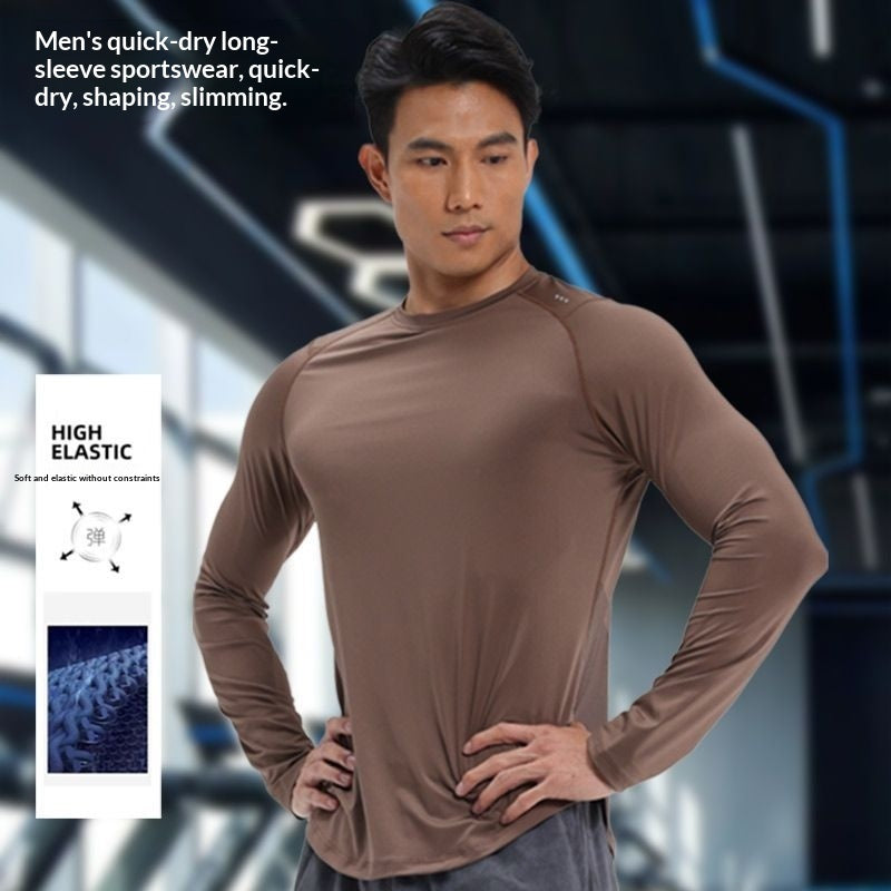 Mens Long-sleeve Athletic Compression Sweat-wicking Top