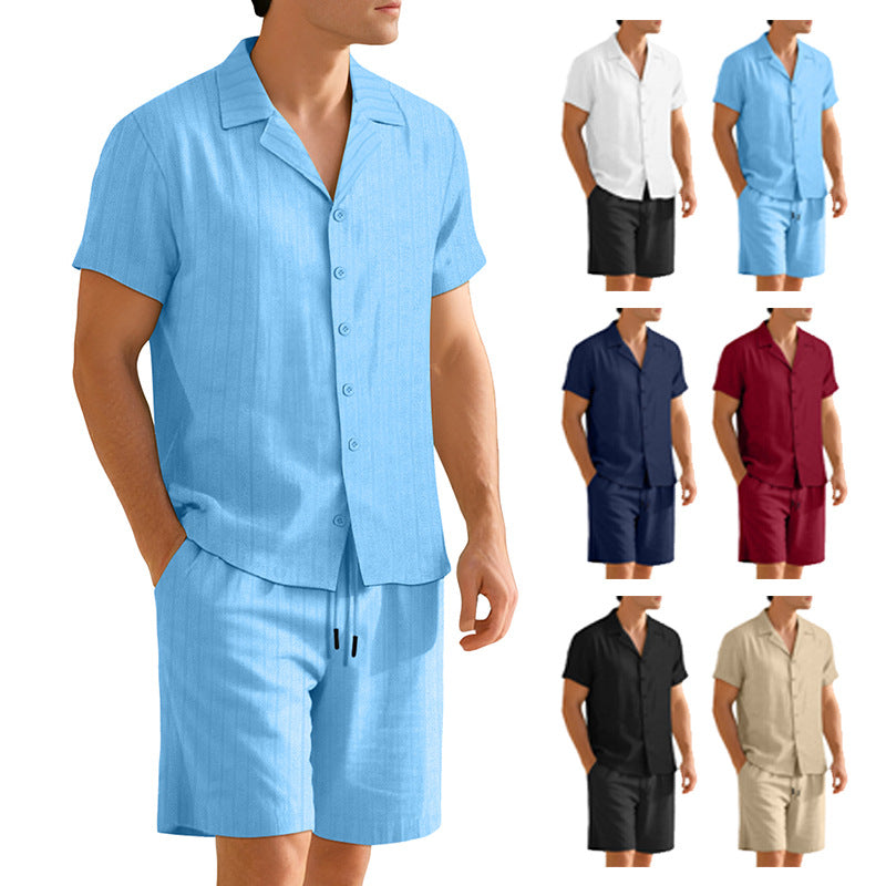 Mens Commuter Casual Button-Down Short-Sleeve Shirt Set