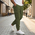 Mens Casual Workwear Pants With Multiple Pockets And A Drawstring