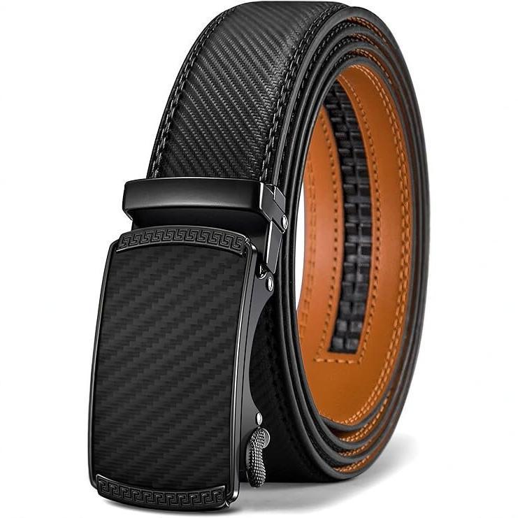 Mens Automatic-buckle Leather Belt With A Matte Finish