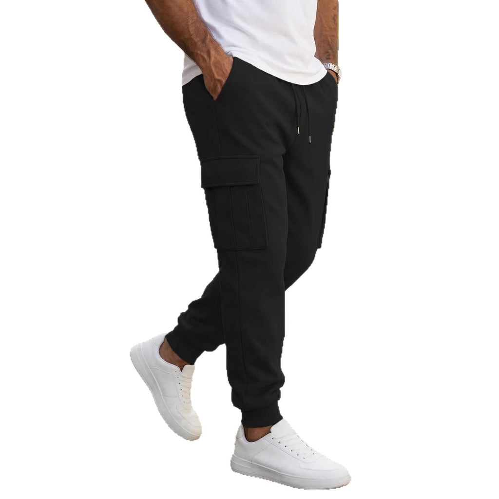 Mens Casual Workwear Pants With Multiple Pockets And A Drawstring
