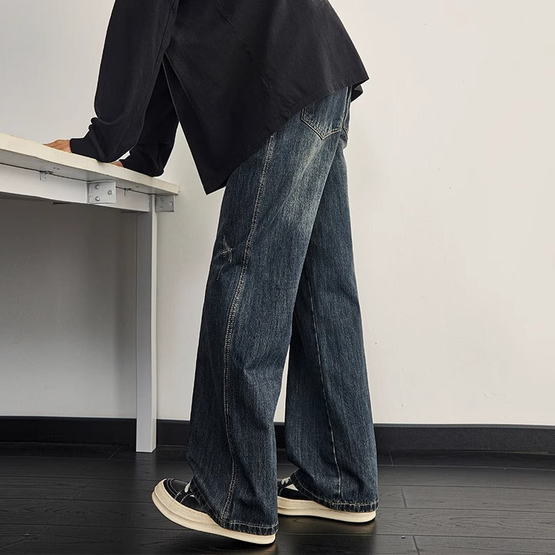 Mens New Stylish Loose-fit Straight-leg Jeans