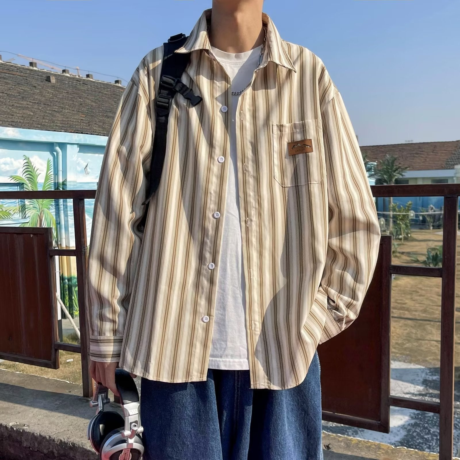 Loose-fit Casual Striped Shirt