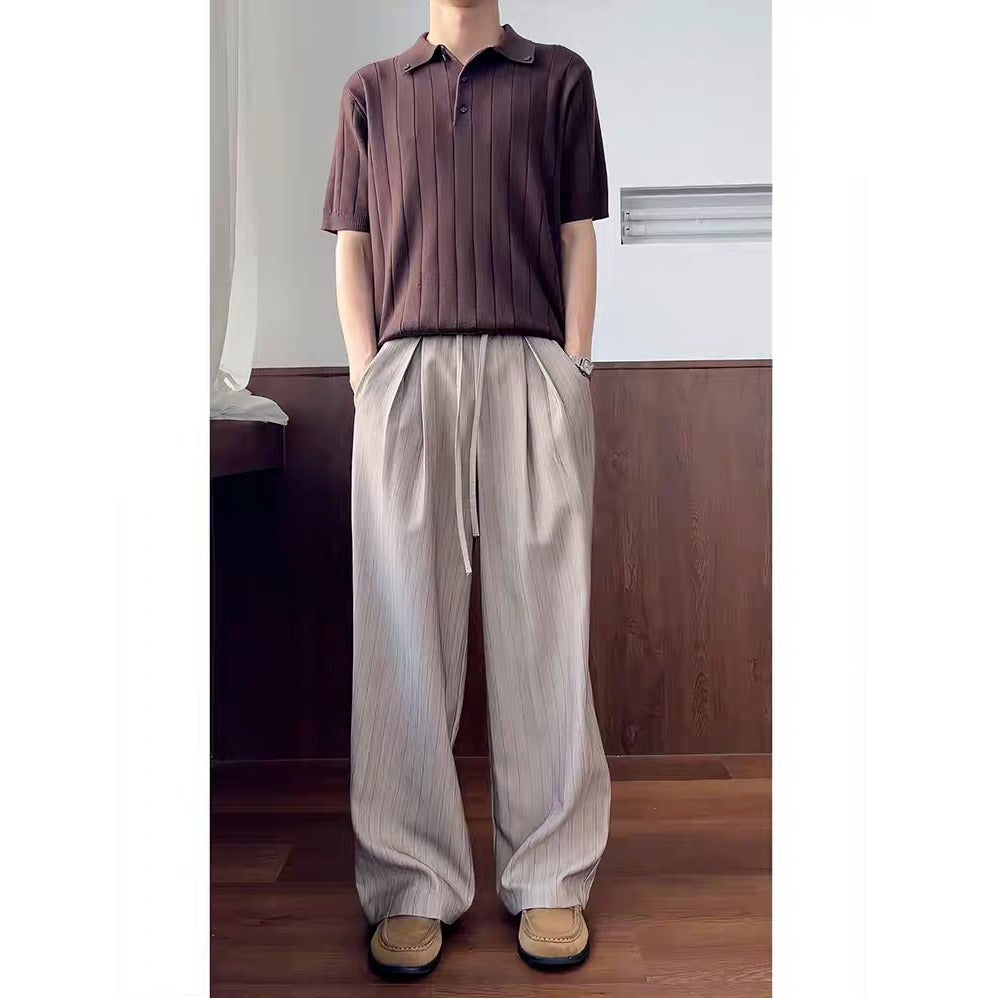 Mens Stylish Casual Loose-fitting Straight-leg Pants