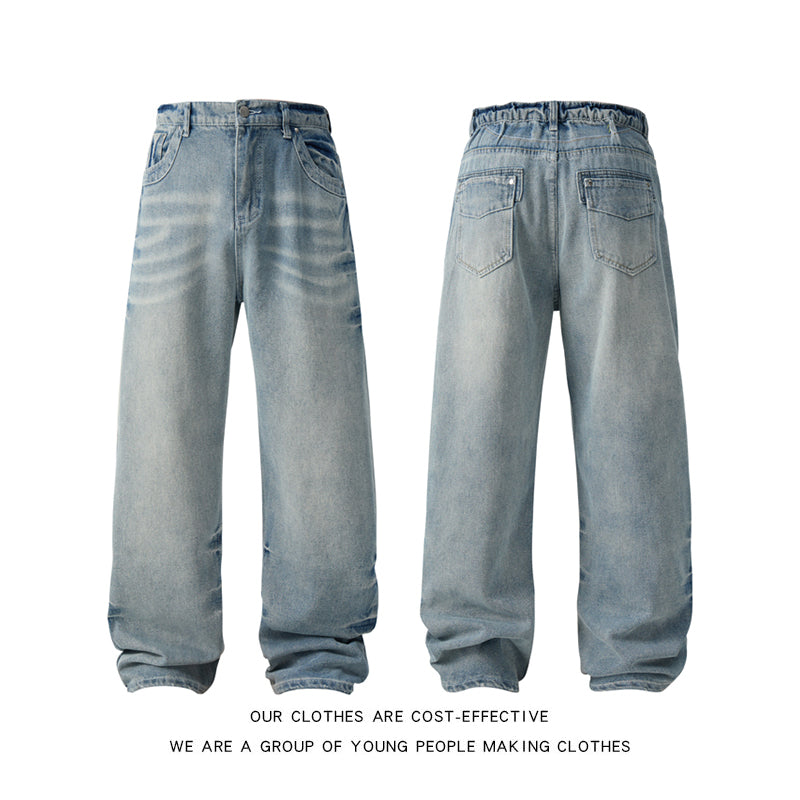 Mens Straight-Leg Casual Wide-Leg Denim Jeans In American Style