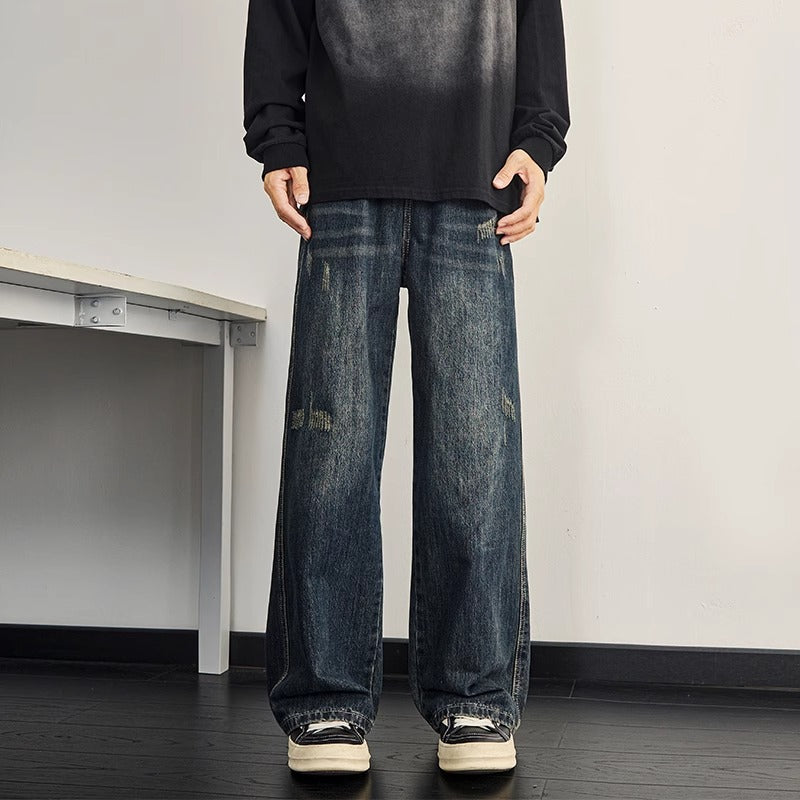 Mens New Stylish Loose-fit Straight-leg Jeans