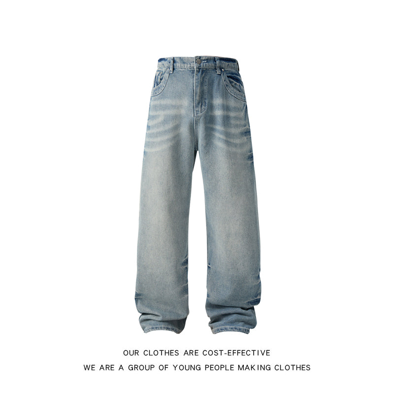 Mens Straight-Leg Casual Wide-Leg Denim Jeans In American Style
